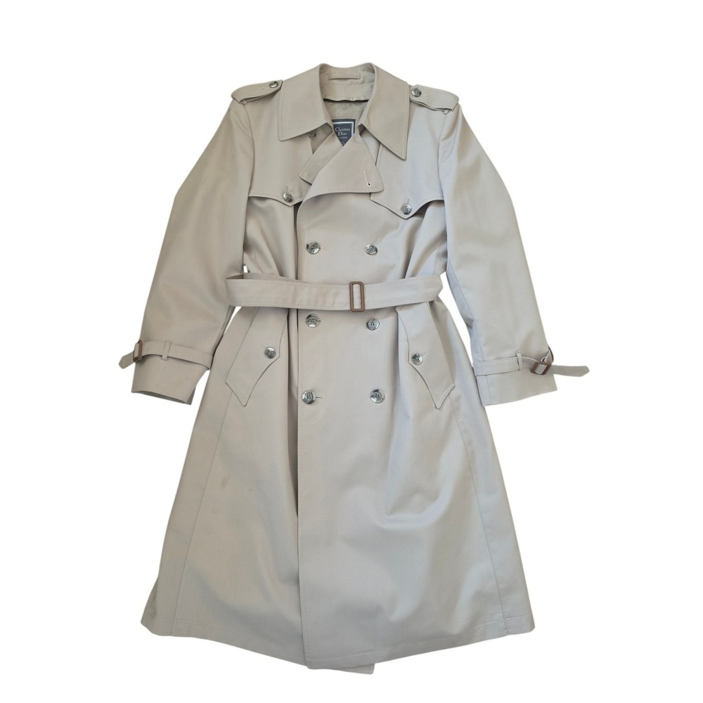 DIOR VTG Double Breasted Khaki Preppy Old Money Minimalist Trench
Coat 42R READ